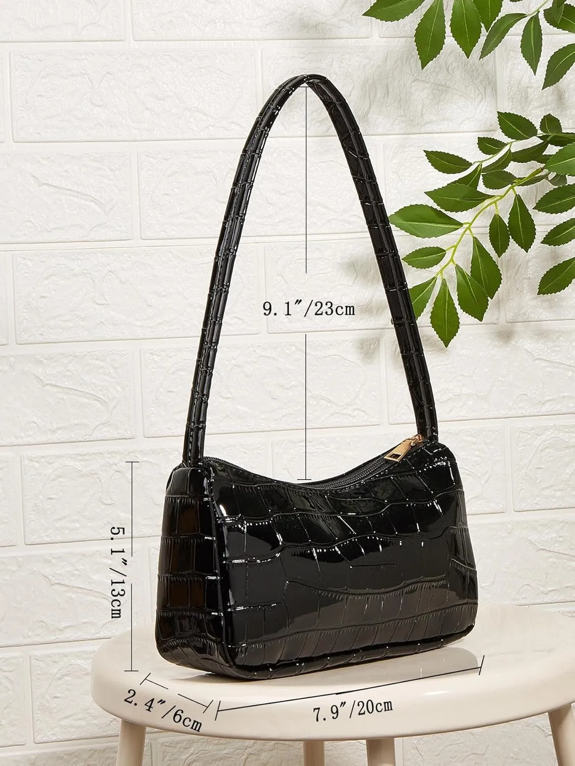 Verdusa Women's Metallic Shoulder Bag PU Leather Handbag Top Handle Purse
