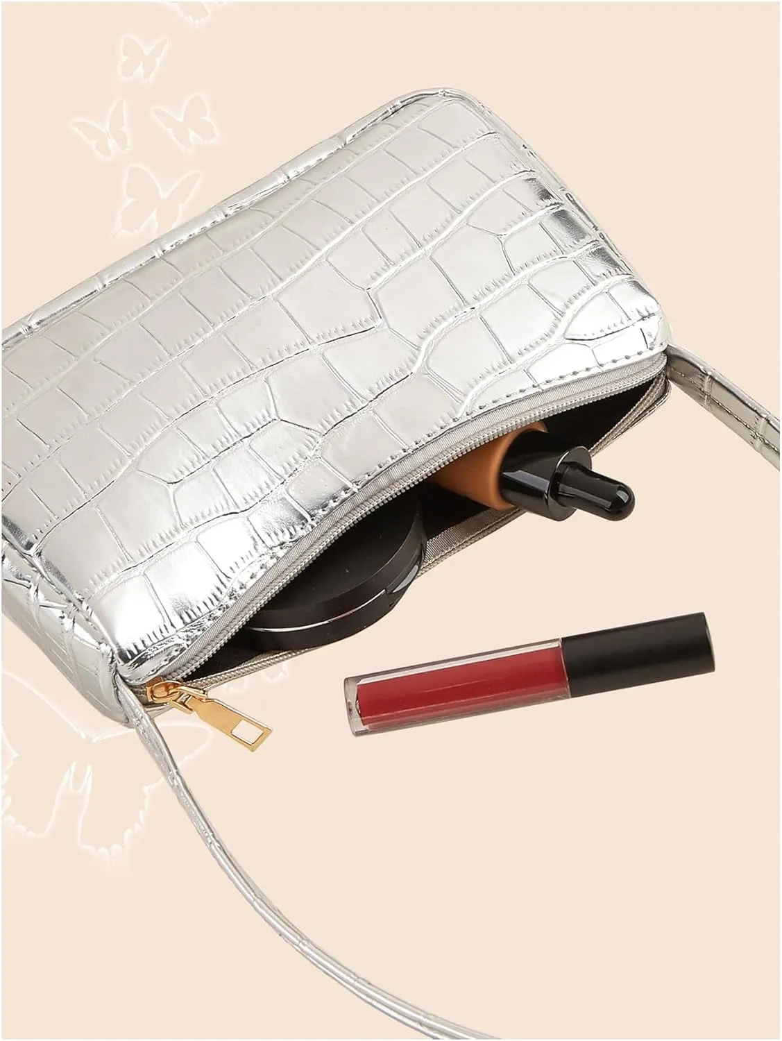 Verdusa Women's Metallic Shoulder Bag PU Leather Handbag Top Handle Purse