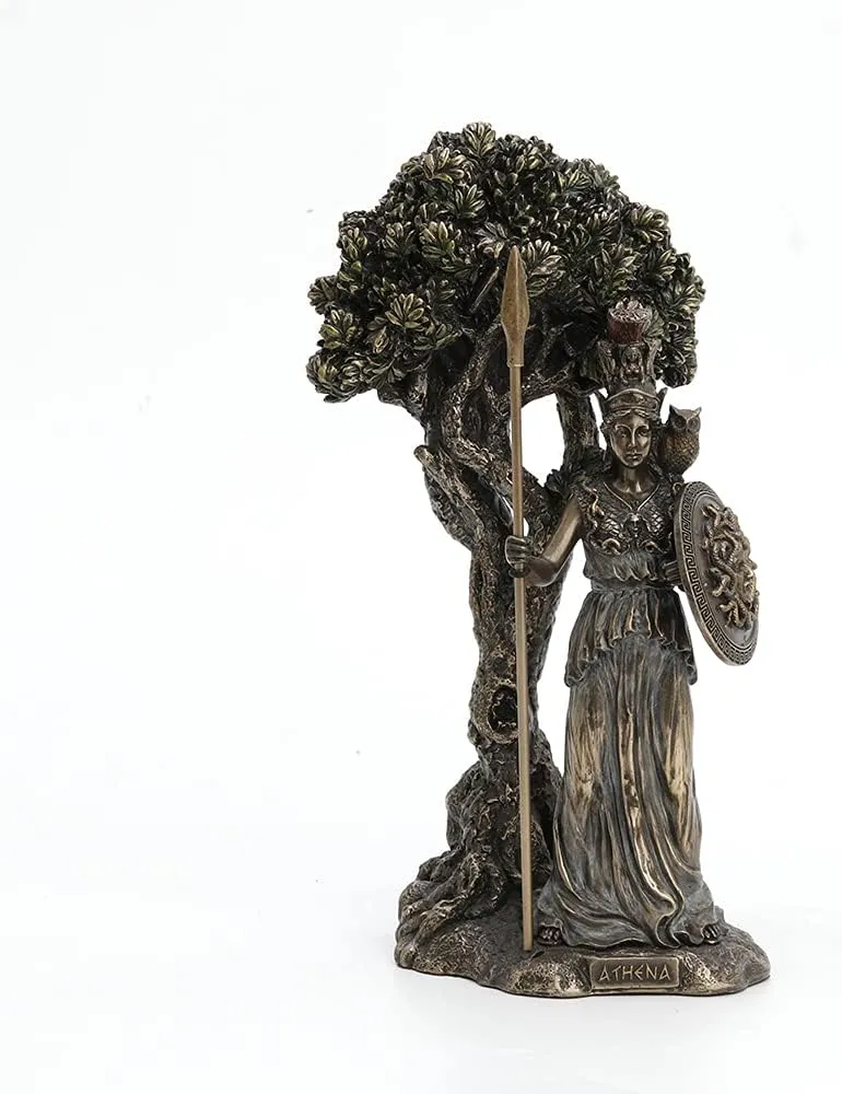 Veronese Design Resin Statues Greek Goddess Athena Under Olive Tree Bronze Finish Statue 5.25 X 9.5 X 4.5 Inches Bronze