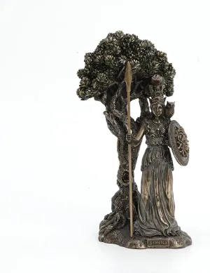 Veronese Design Resin Statues Greek Goddess Athena Under Olive Tree Bronze Finish Statue 5.25 X 9.5 X 4.5 Inches Bronze