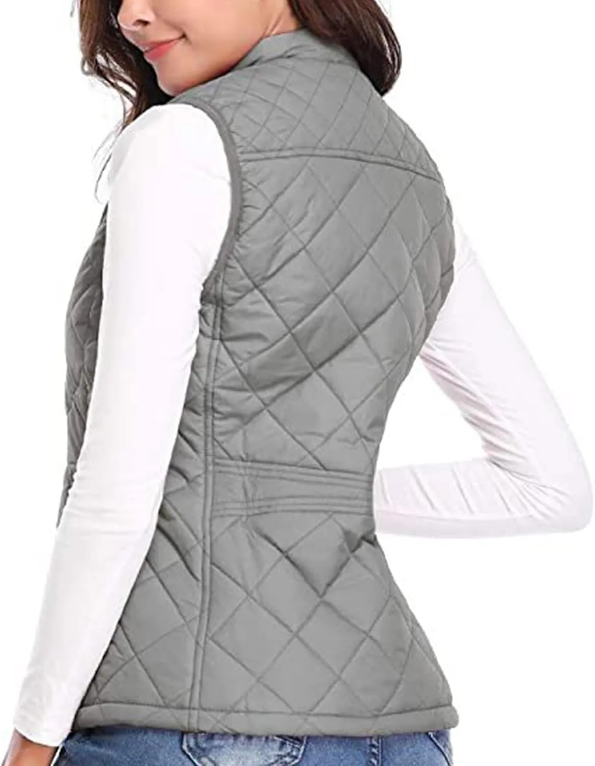 Vest for Women Stand Collar Lightweight Quilted Vest Zip Up Sleevless Padded Gilet Jackets 2024 Winter Coats Outwear