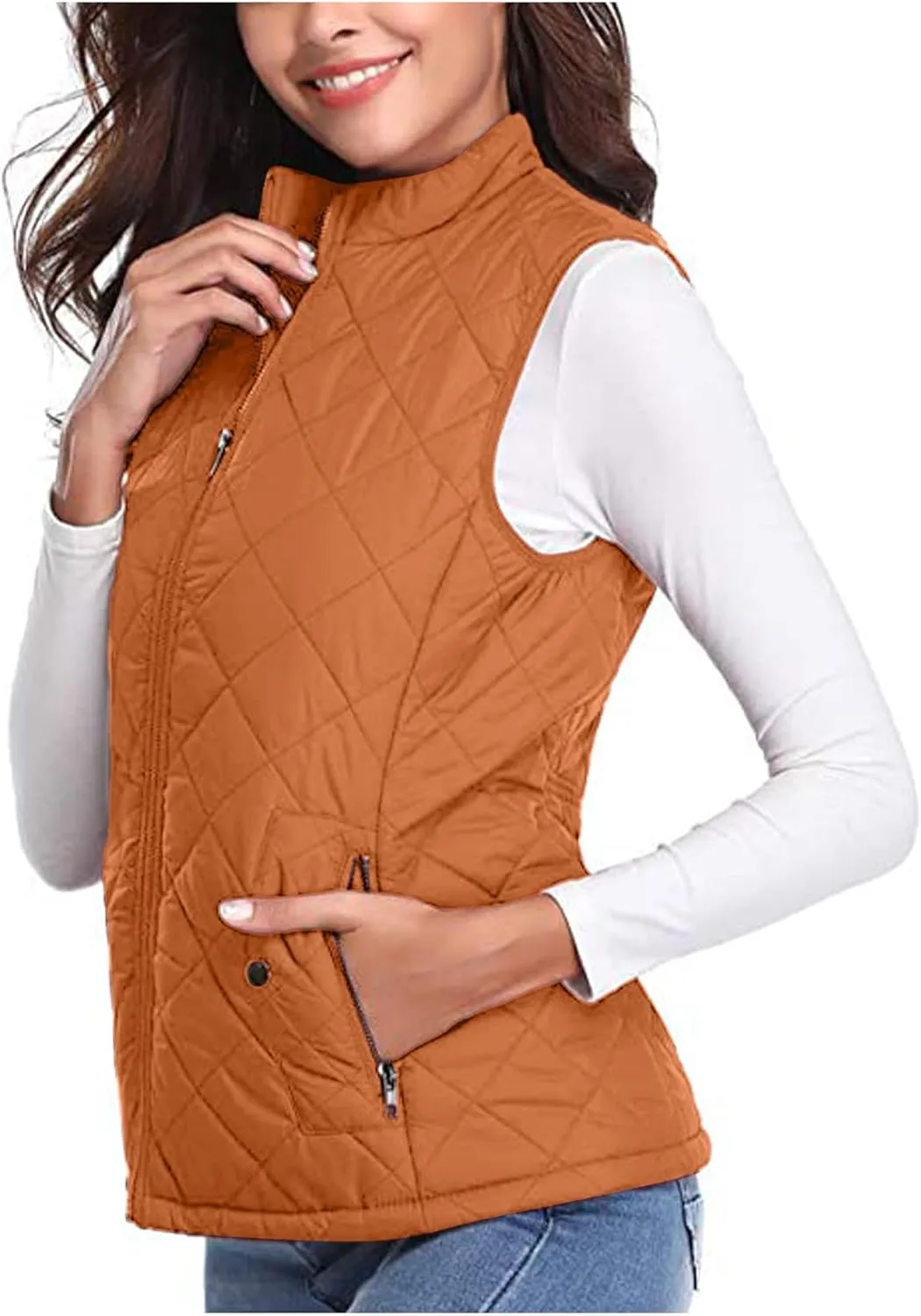 Vest for Women Stand Collar Lightweight Quilted Vest Zip Up Sleevless Padded Gilet Jackets 2024 Winter Coats Outwear