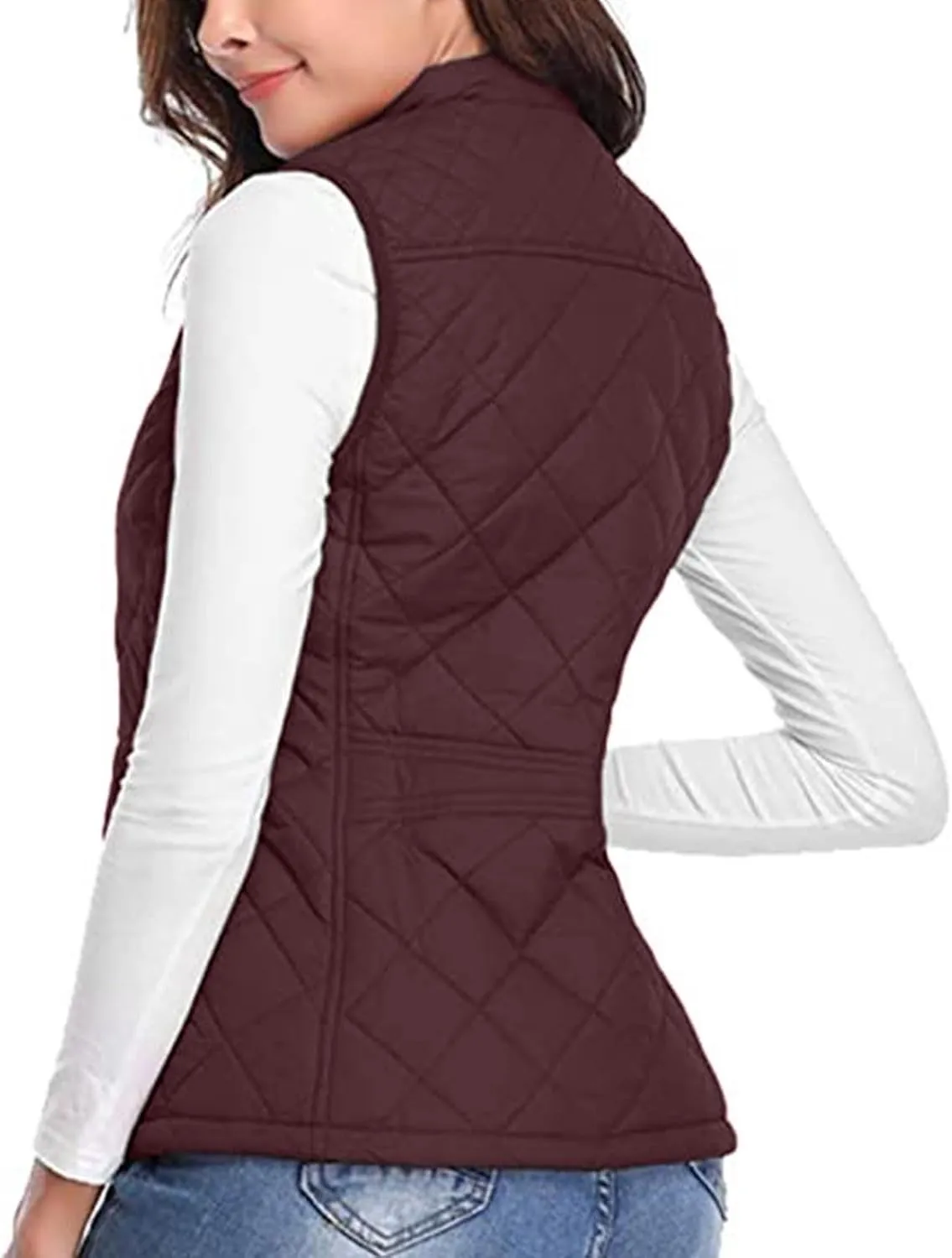 Vest for Women Stand Collar Lightweight Quilted Vest Zip Up Sleevless Padded Gilet Jackets 2024 Winter Coats Outwear