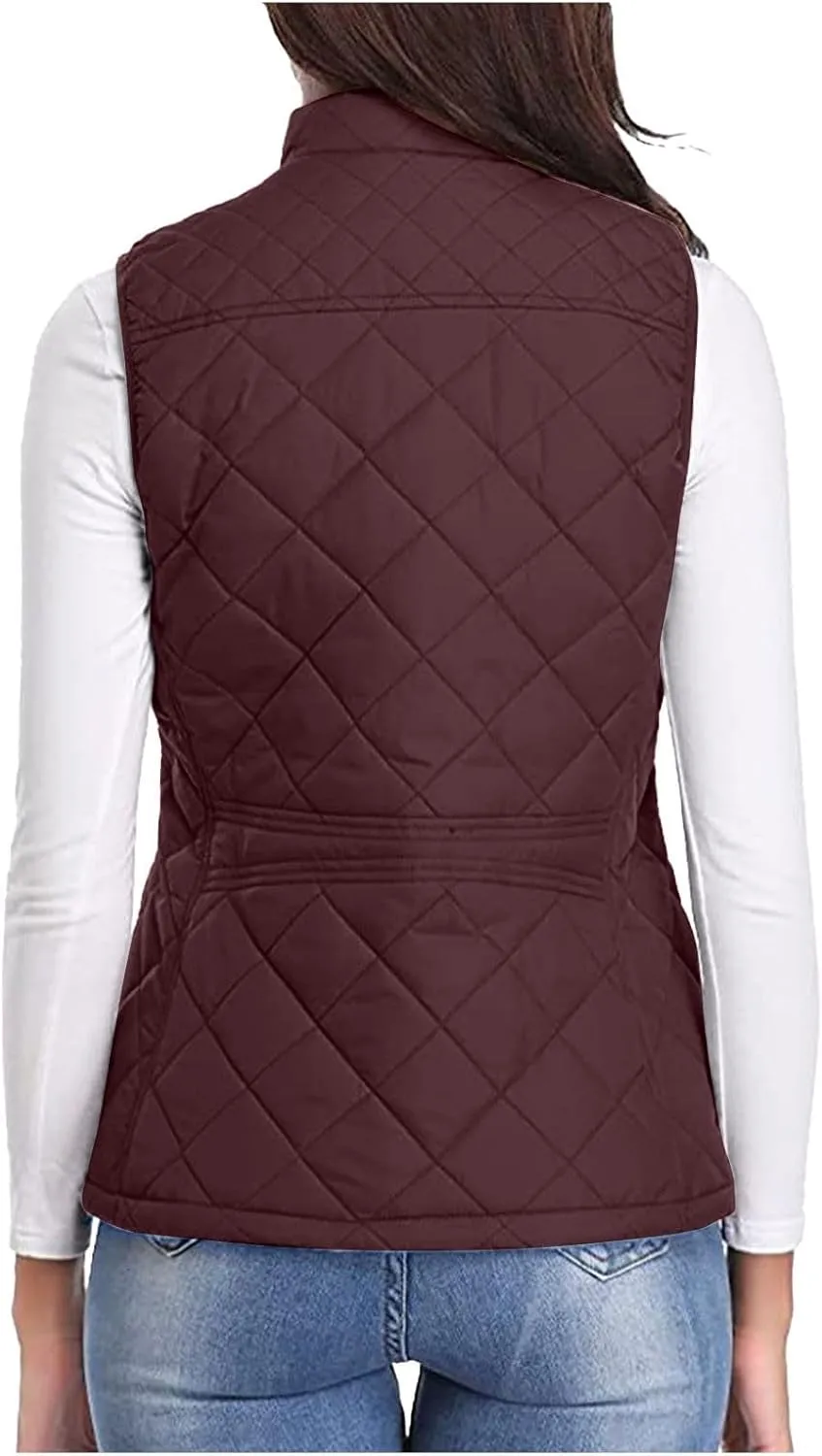 Vest for Women Stand Collar Lightweight Quilted Vest Zip Up Sleevless Padded Gilet Jackets 2024 Winter Coats Outwear