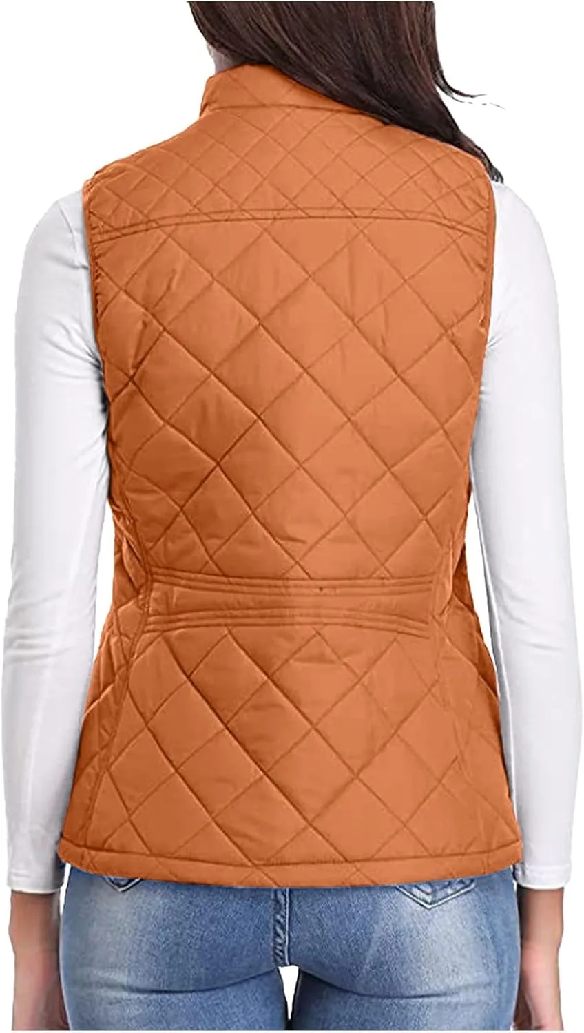 Vest for Women Stand Collar Lightweight Quilted Vest Zip Up Sleevless Padded Gilet Jackets 2024 Winter Coats Outwear