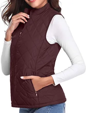 Vest for Women Stand Collar Lightweight Quilted Vest Zip Up Sleevless Padded Gilet Jackets 2024 Winter Coats Outwear