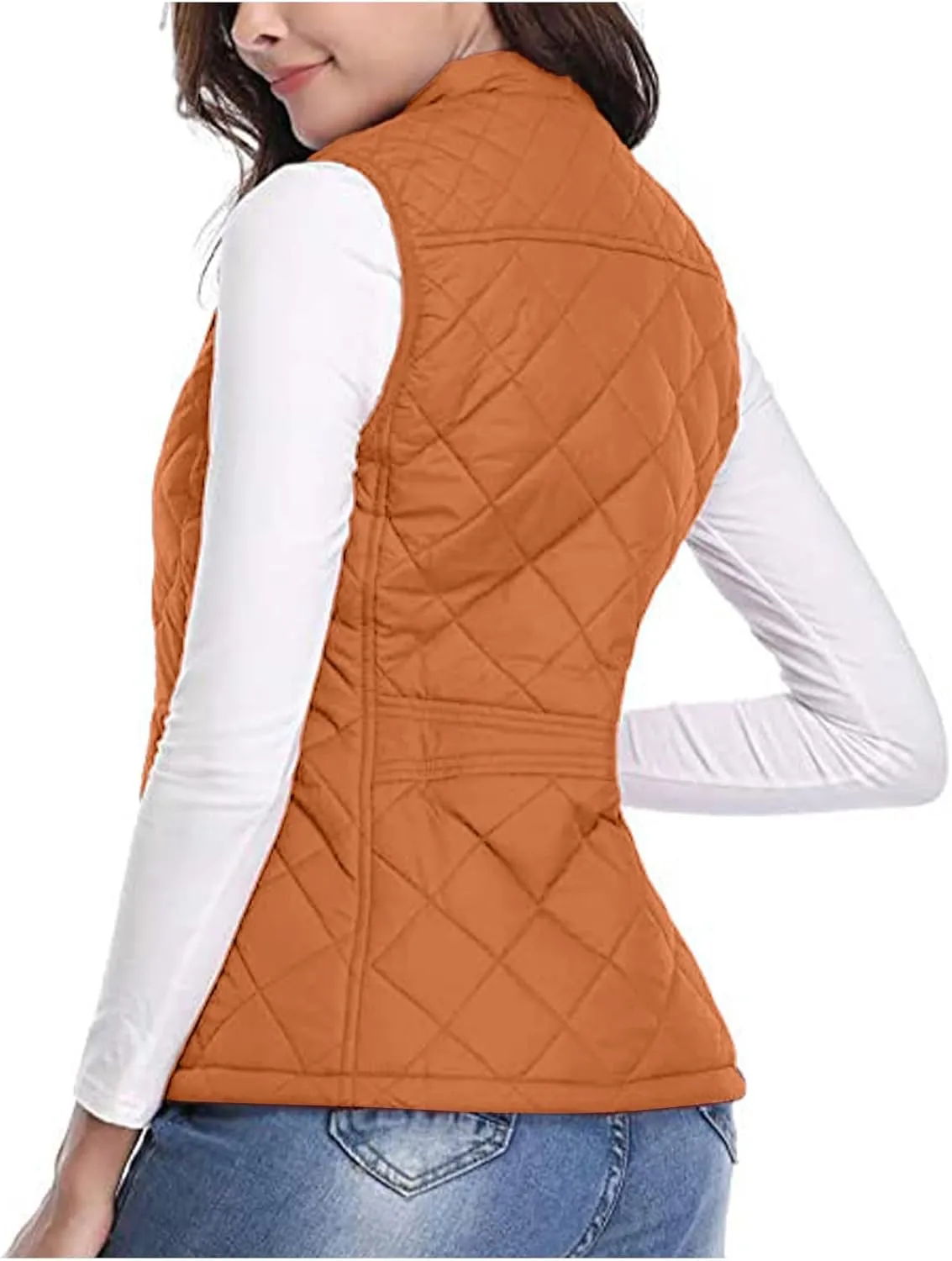 Vest for Women Stand Collar Lightweight Quilted Vest Zip Up Sleevless Padded Gilet Jackets 2024 Winter Coats Outwear