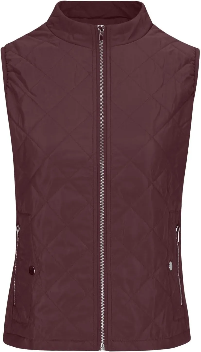 Vest for Women Stand Collar Lightweight Quilted Vest Zip Up Sleevless Padded Gilet Jackets 2024 Winter Coats Outwear