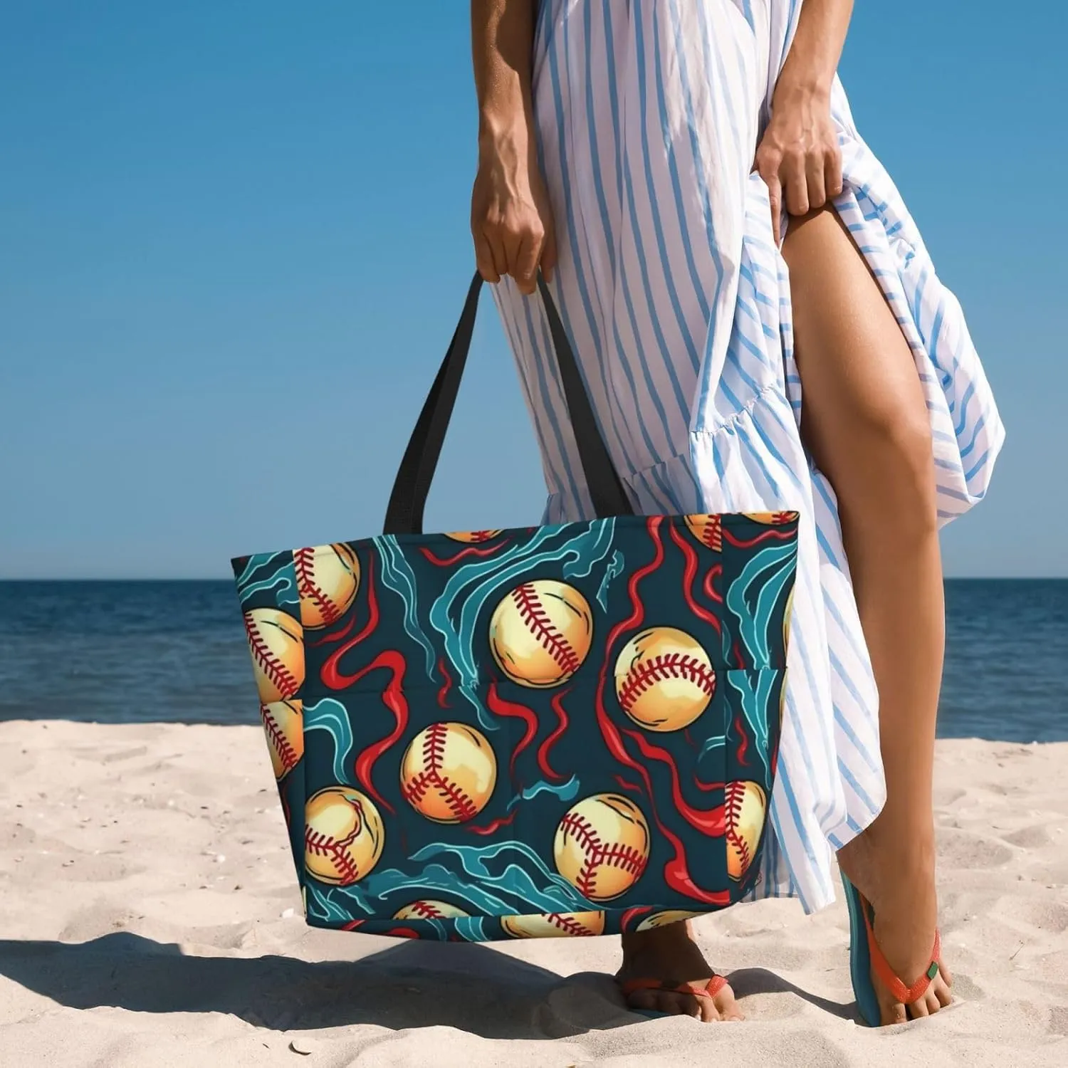 Waterproof Beach Bag for Women Sandproof Beach Tote Bag Large Capacity Swim Pool Bag Foldable Travel Duffel Bags