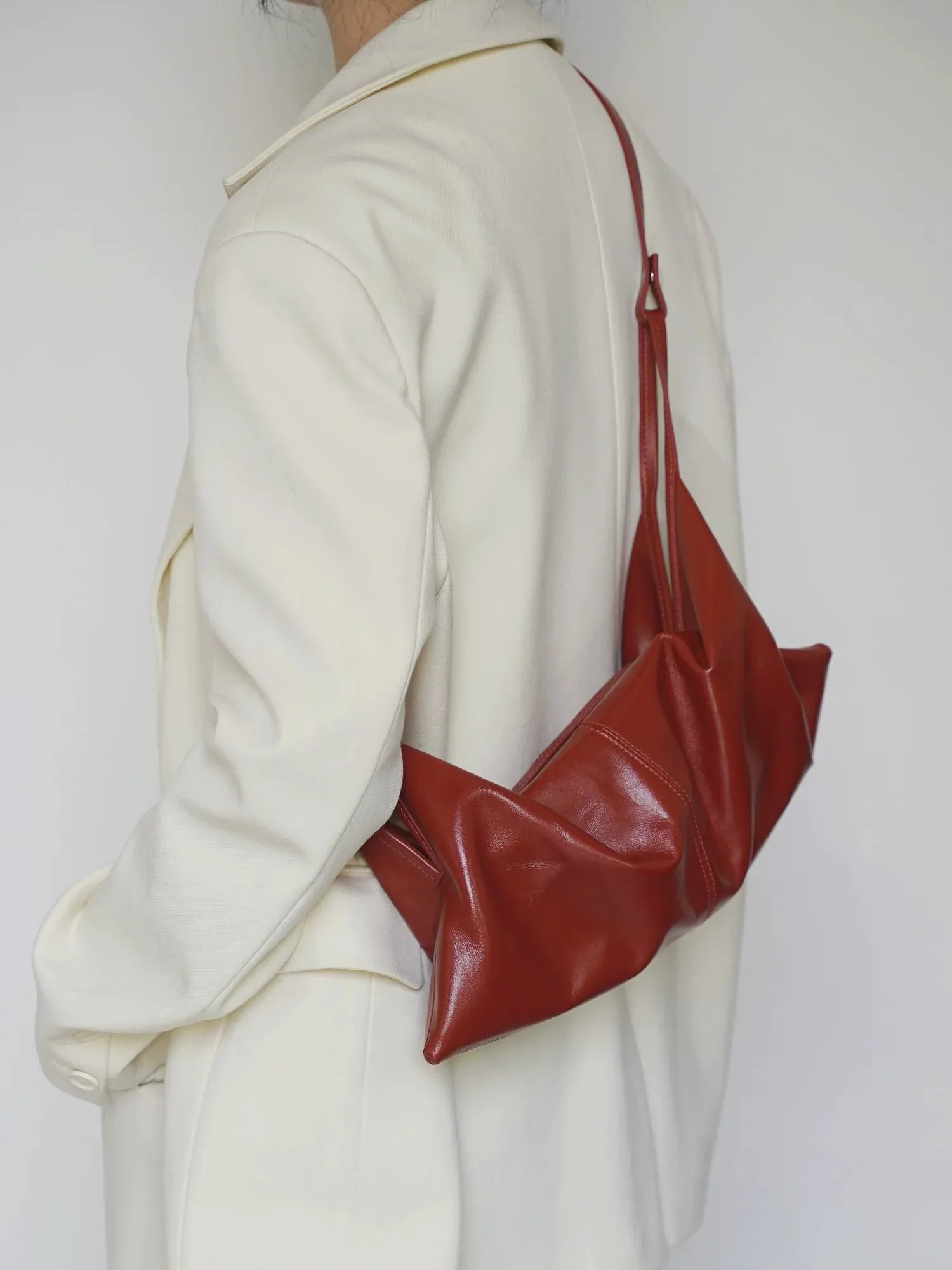 Waxed Cowhide Origami Crossbody Bag