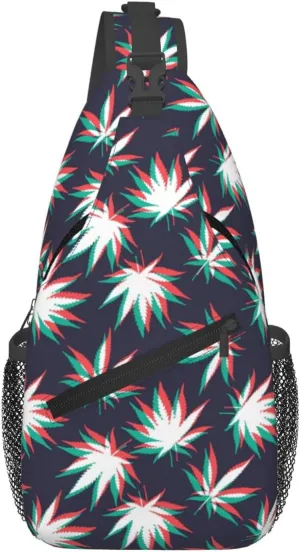 Weed Marijuana Leaf Sling Shoulder Backpack Chest Bag Crossbody Bag Cycling Travel Hiking Daypack Fanny Pack For Men Women Casual Daypack Backpack pattern107