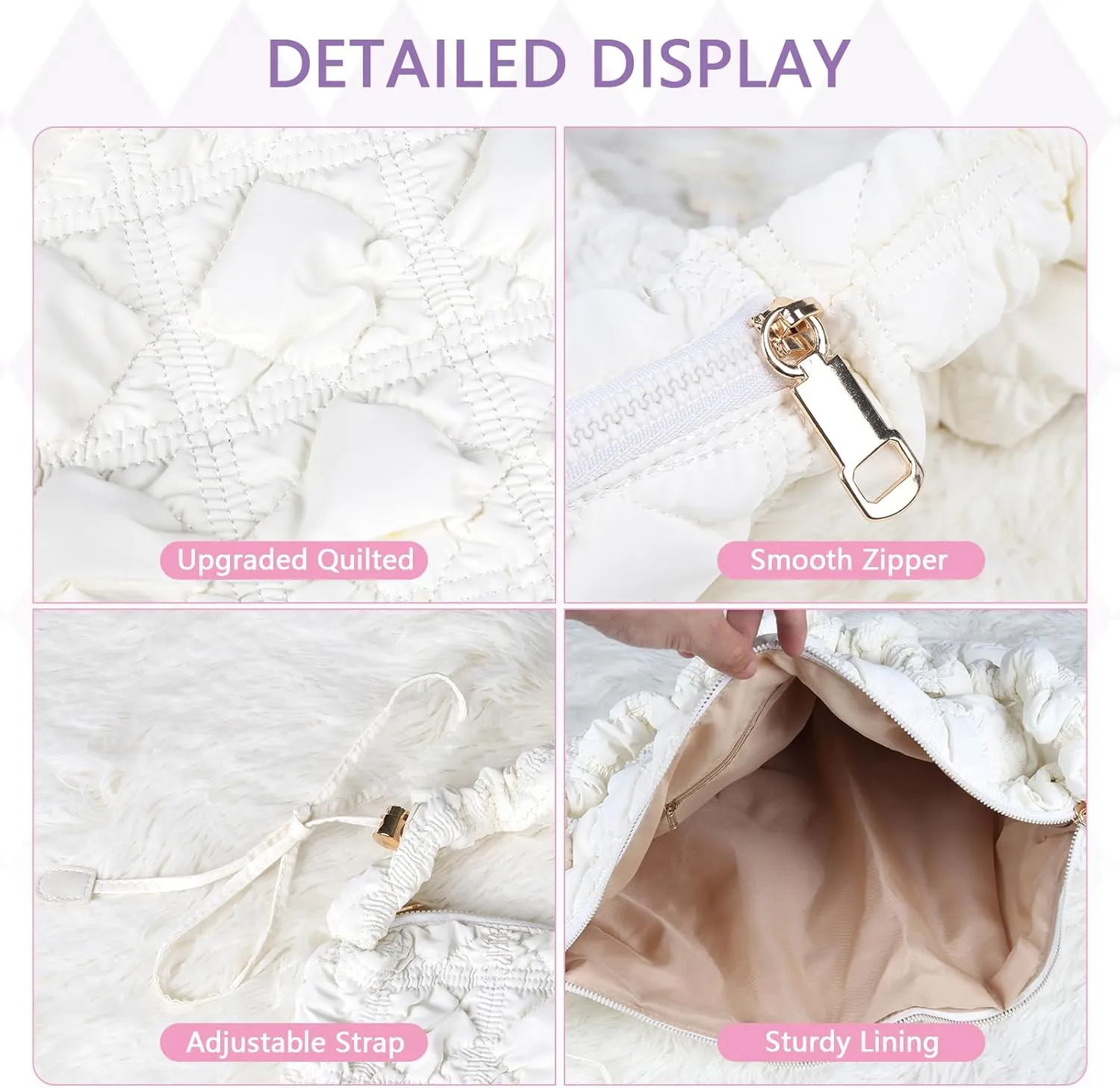 weiwei Quilted Puffer Tote Bag Crossbody Bags for Women Large Nylon Puffy Quilted Purse Carryall Hobo Tote Cloud Shoulder Bag