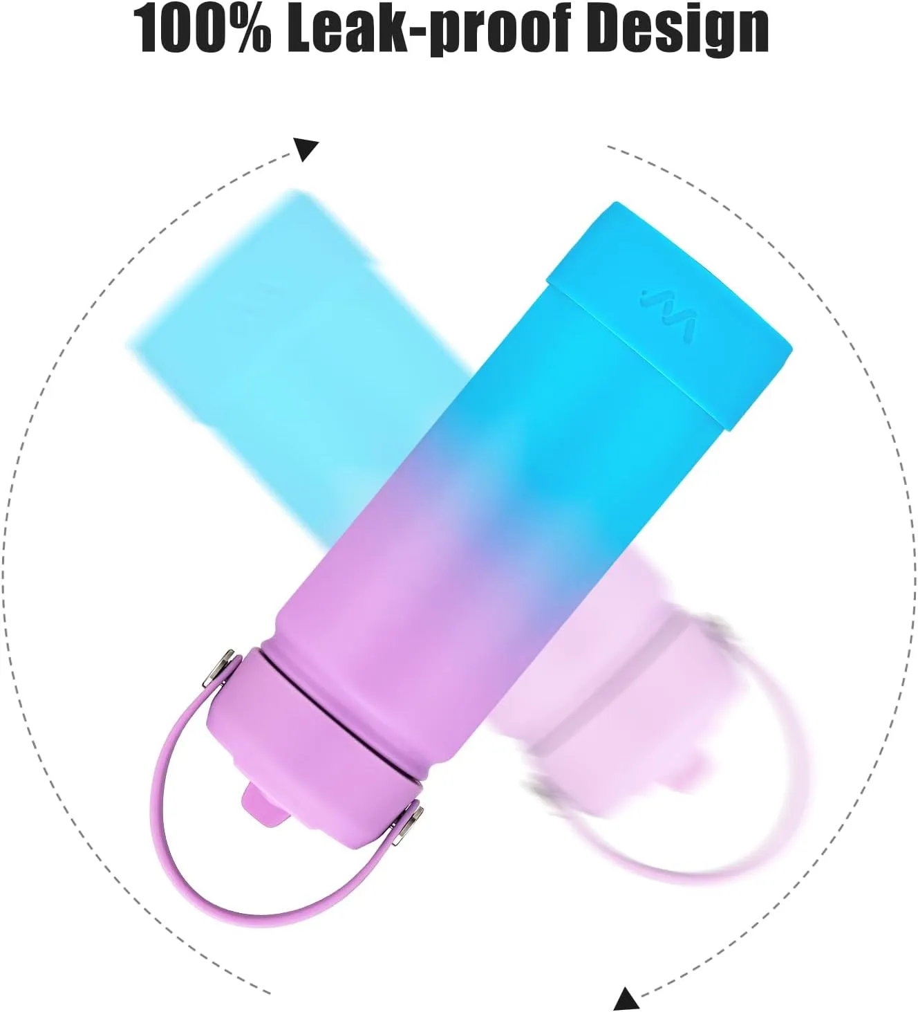 WEREWOLVES 18oz Kids Water Bottle with Straw Lid, Shoulder Strap and Boot - Insulated Stainless Steel, Reusable Leakproof Metal Water Bottles for School(Lilac/Sky Blue, 18 oz)