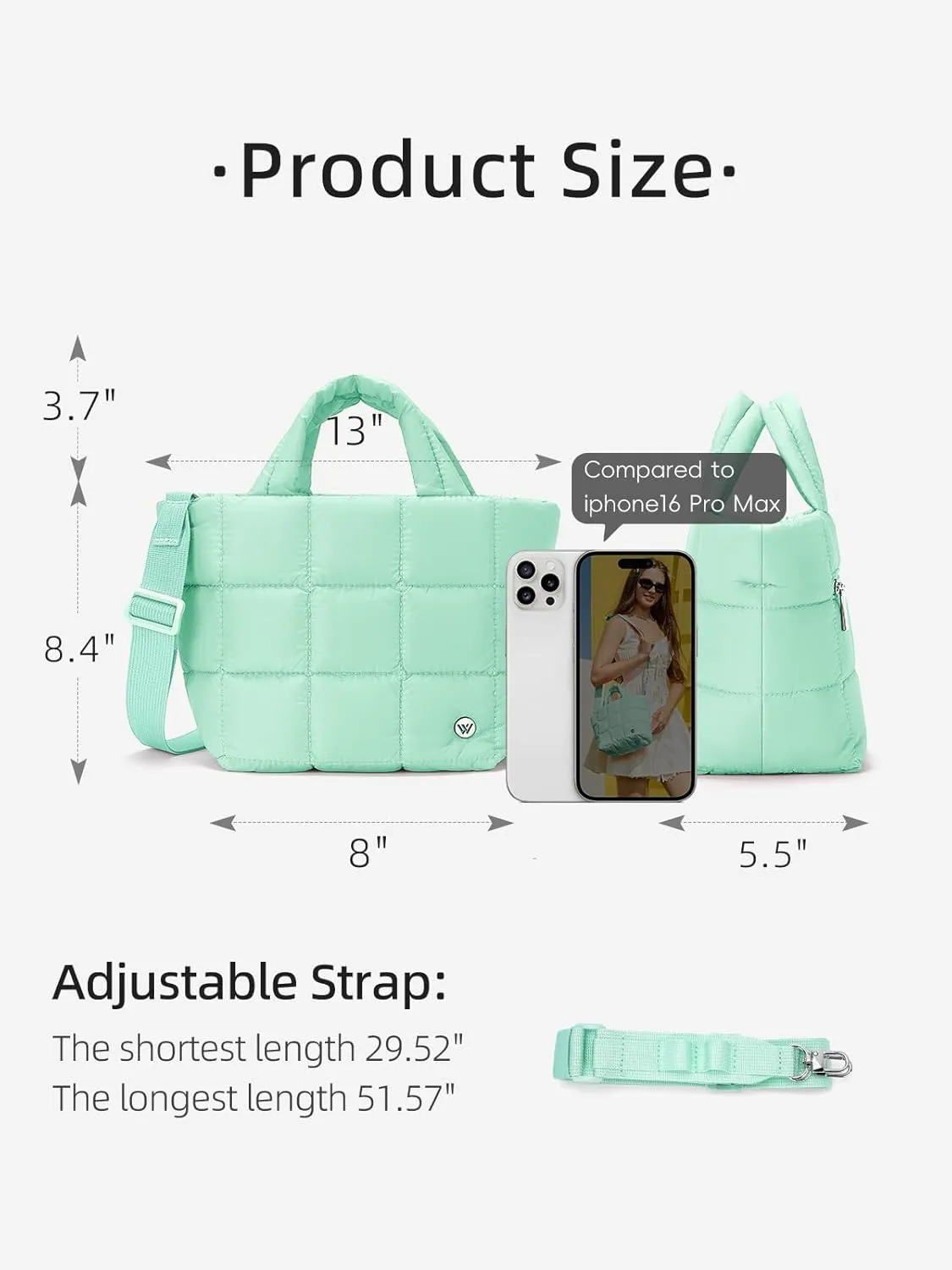 WESTBRONCO Small Puffer Bag Quilted Crossbody Bags for Women Puffy Purse Nylon Shoulder Handbag with Adjustable Strap
