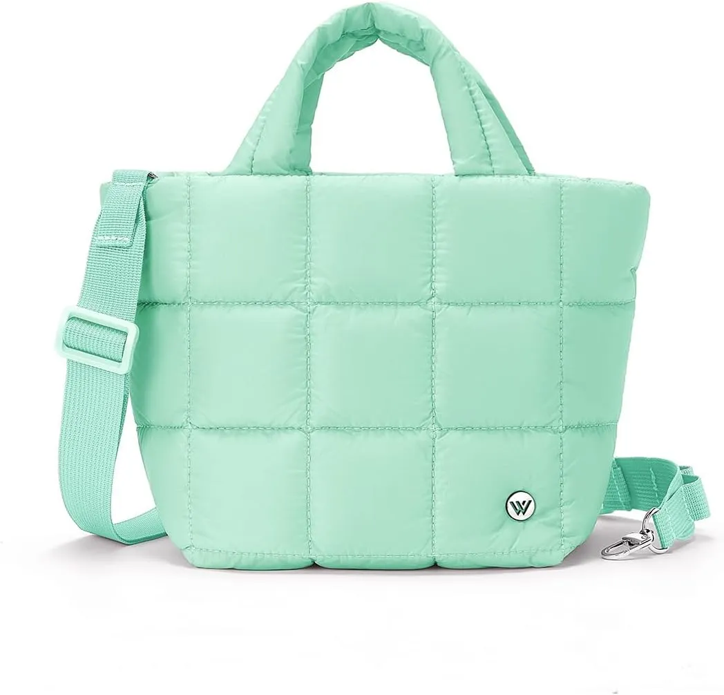 WESTBRONCO Small Puffer Bag Quilted Crossbody Bags for Women Puffy Purse Nylon Shoulder Handbag with Adjustable Strap