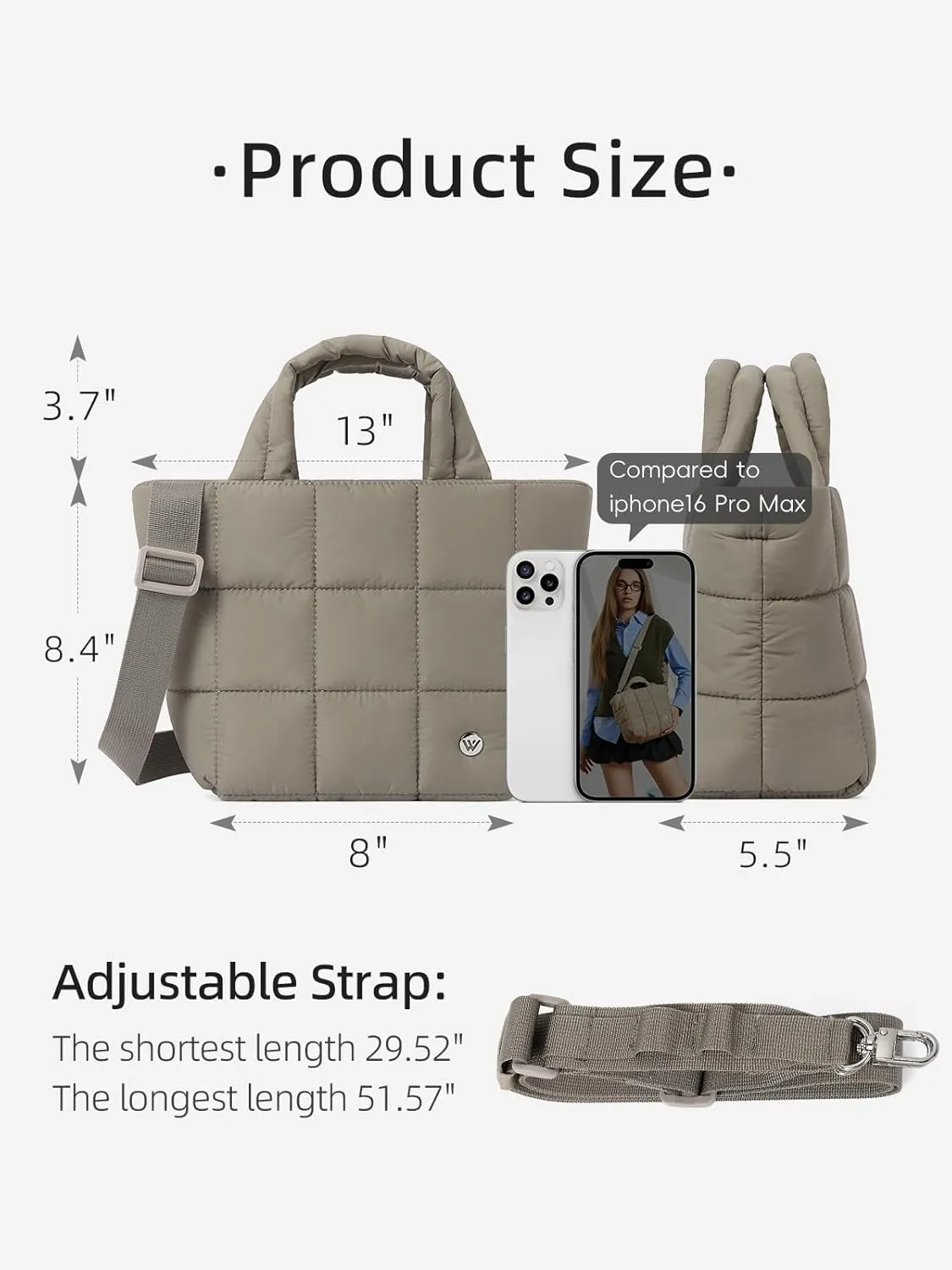 WESTBRONCO Small Puffer Bag Quilted Crossbody Bags for Women Puffy Purse Nylon Shoulder Handbag with Adjustable Strap