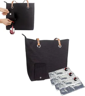 Wine Tote with Drink Dispenser,Insulated Large Wine Carrying Carrier Set with Wine Bladder,Portable Wine Dispensing Tote,Tote Shoulder Bag for Beach, Travel, Picnic, Camping,Christmas
