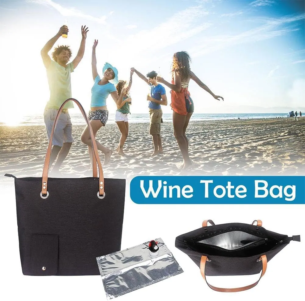 Wine Tote with Drink Dispenser,Insulated Large Wine Carrying Carrier Set with Wine Bladder,Portable Wine Dispensing Tote,Tote Shoulder Bag for Beach, Travel, Picnic, Camping,Christmas