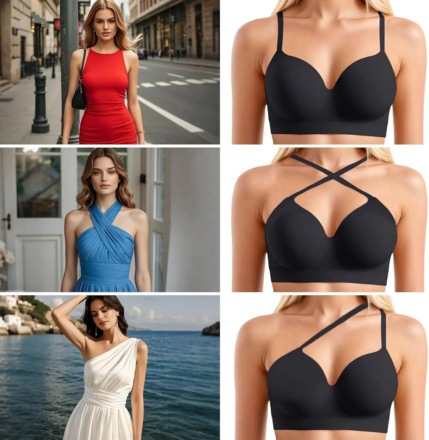 Woman Bras 36 C and Sexy Transparent Shoulder Strap Cordless Backless Spongeless with Bra Strapless for Women
