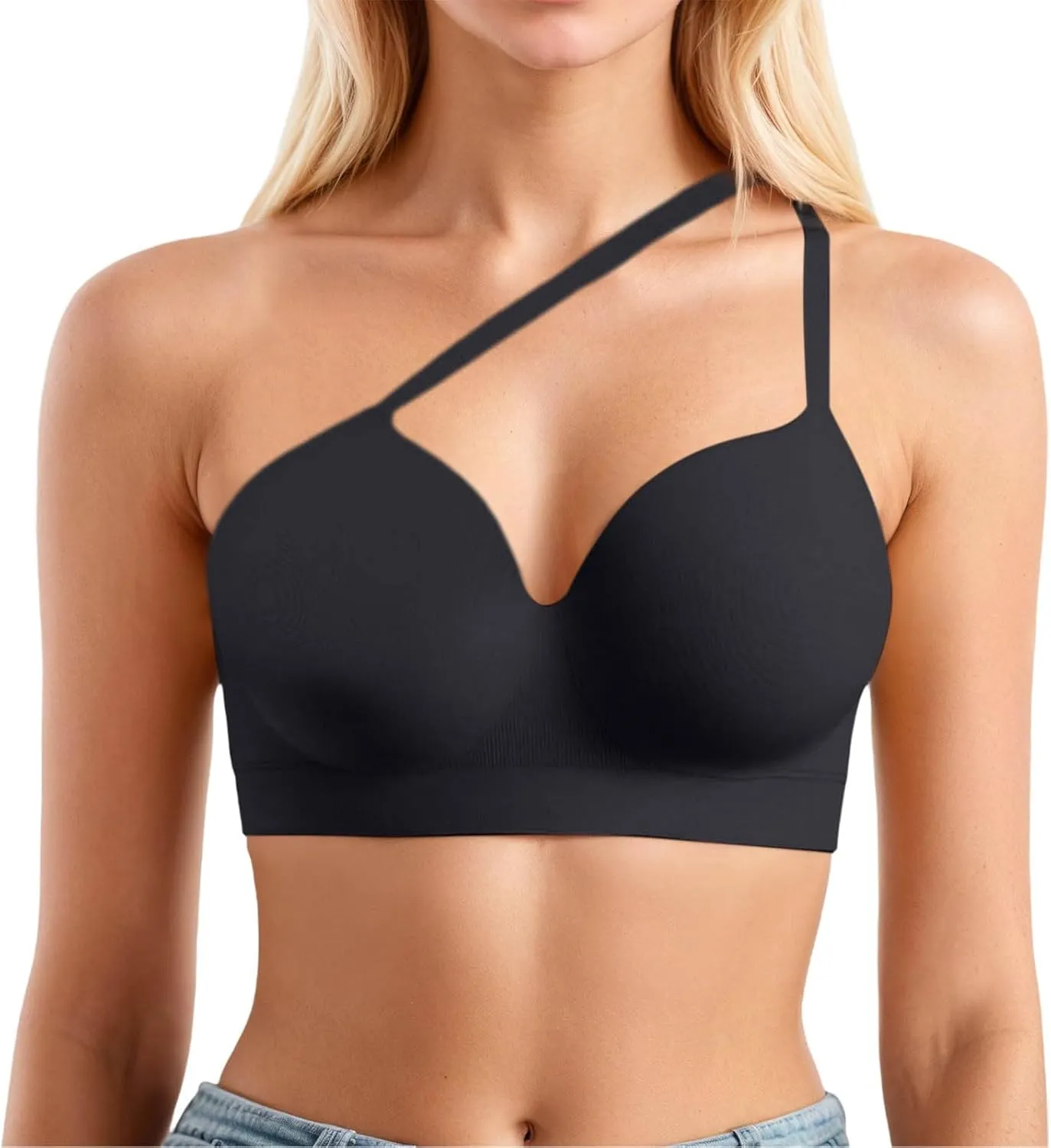 Woman Bras 36 C and Sexy Transparent Shoulder Strap Cordless Backless Spongeless with Bra Strapless for Women