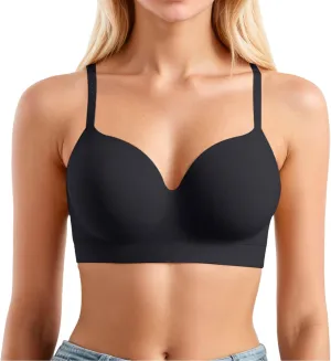 Woman Bras 36 C and Sexy Transparent Shoulder Strap Cordless Backless Spongeless with Bra Strapless for Women
