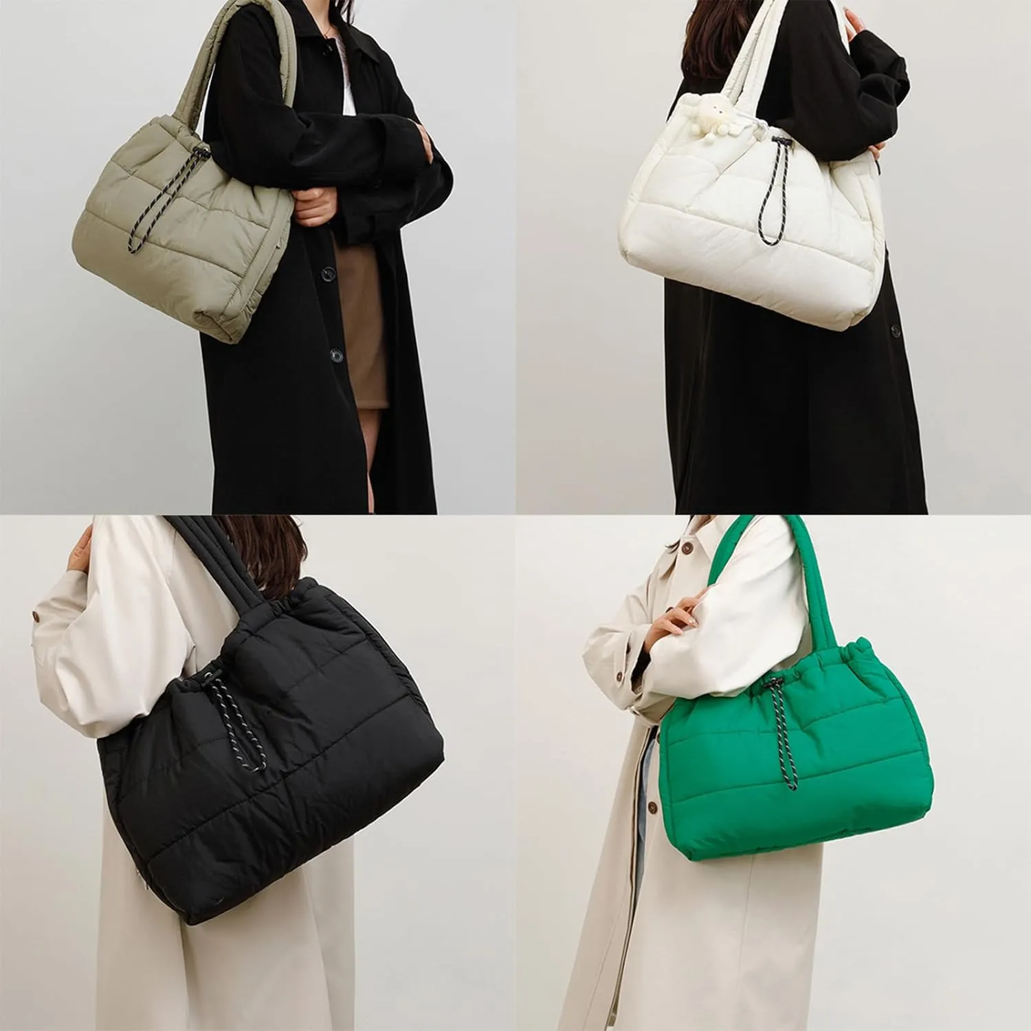 Women Armpit Bag Quilted Handbag All-Matching Underarm Bag Top Handle Bag Puffer Bag Large Capacity Shoulder Bag