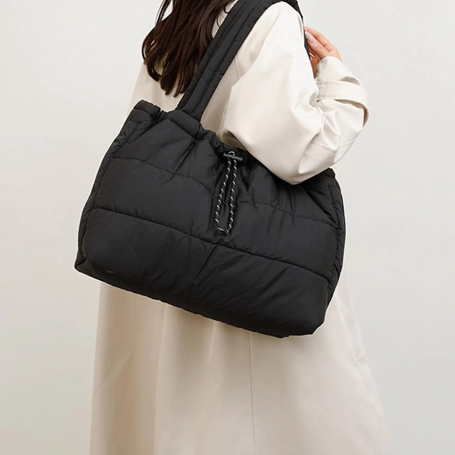 Women Armpit Bag Quilted Handbag All-Matching Underarm Bag Top Handle Bag Puffer Bag Large Capacity Shoulder Bag