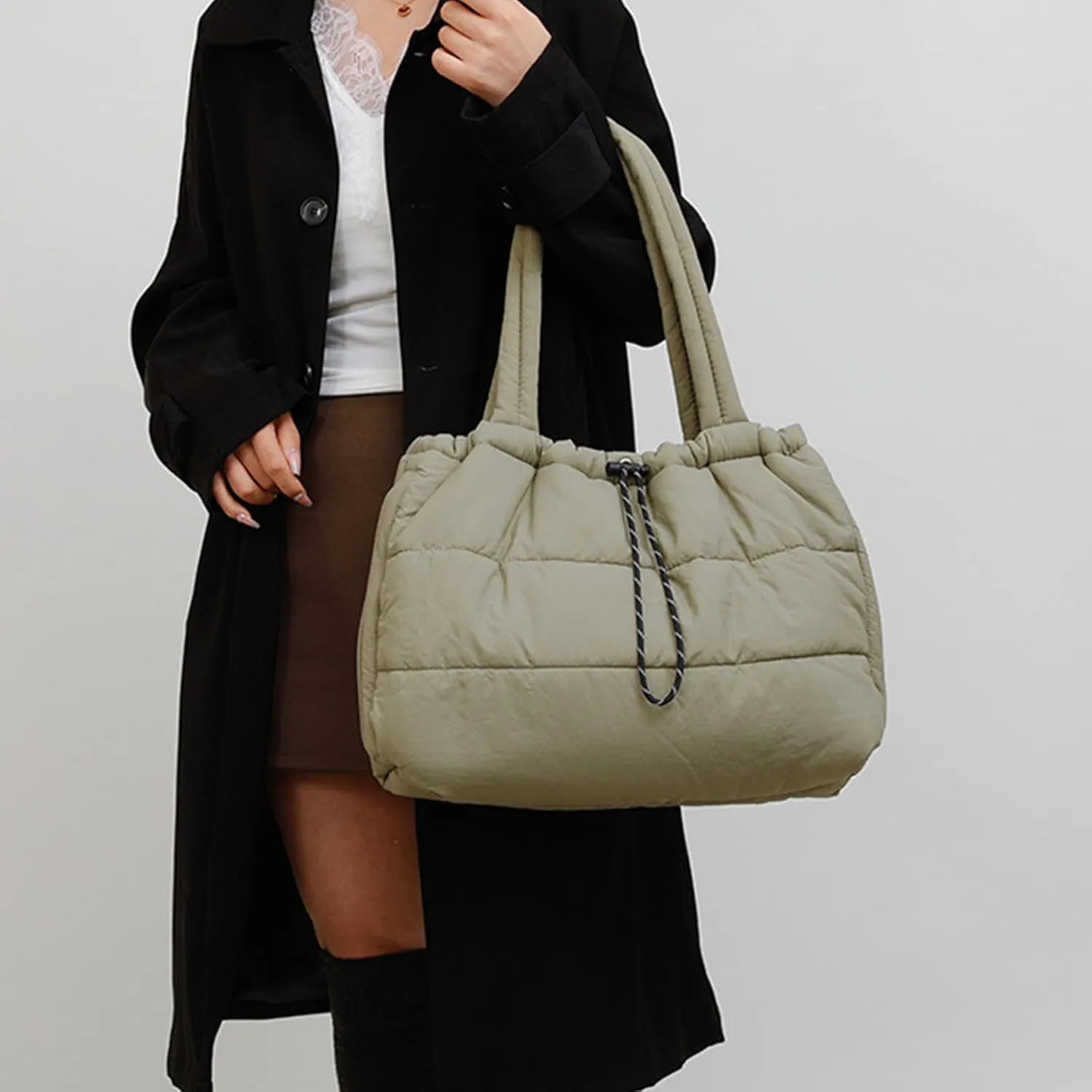 Women Armpit Bag Quilted Handbag All-Matching Underarm Bag Top Handle Bag Puffer Bag Large Capacity Shoulder Bag
