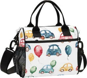 Women Cooler Bags Lunch Bag Reusable Insulated Lunch Bags Cars Balloons Crossbody with Shoulder Strap Adults S
