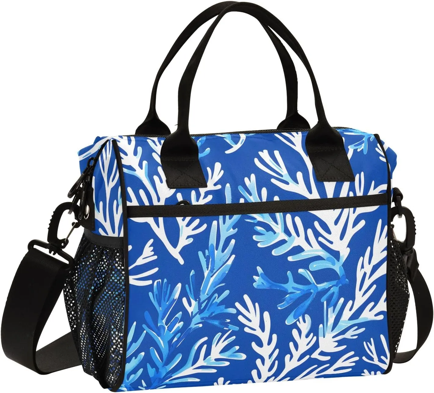 Women Cooler Bags Lunch Bag Reusable Insulated Lunch Bags Seaweed Kelp Blue Crossbody with Shoulder Strap Adults S