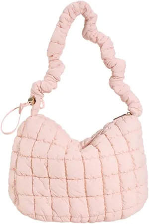 Women Crossbody Bag Pleated Cloud Quilted Check Padded Tote Bag Space Cotton Fashion Simple Large Capacity Clutch
