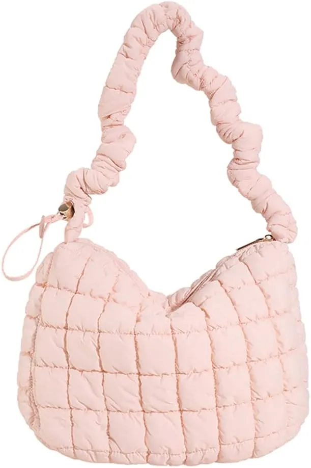Women Crossbody Bag Pleated Cloud Quilted Check Padded Tote Bag Space Cotton Fashion Simple Large Capacity Clutch