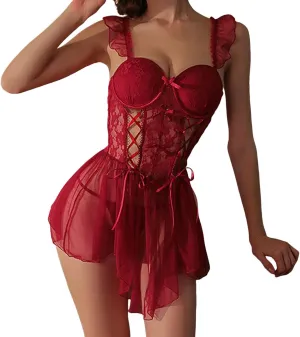 Women Satin Silky Lingerie Sexy Lace V Neck Nightgown Chemise Sleeveless Camisole Slip Midi Dress Satin Sleepwear 2025