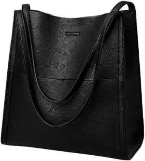 Women Solid Color Simple Genuine Leather Shoulder Bag, Ladies Waterproof Large Capacity Leather Handbags