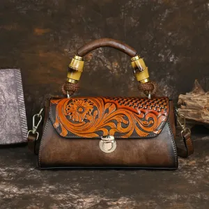 Women's Bag Handbag Leather Carving Craft Women's Shoulder Bag