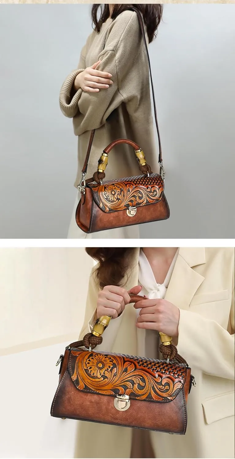 Women's Bag Handbag Leather Carving Craft Women's Shoulder Bag