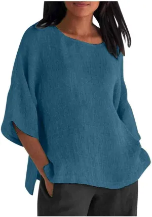 Women's Button Down Shirts Solid Long Sleeve Cotton Linen Summer Casual Soft Blouse Top Loose Fit Tops