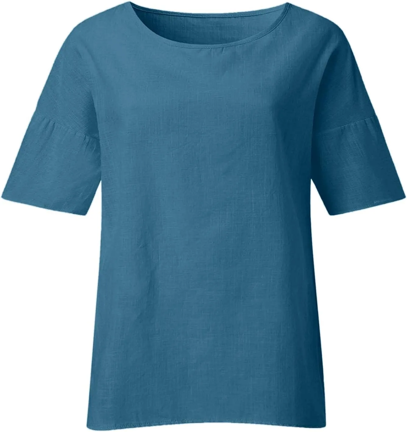 Women's Button Down Shirts Solid Long Sleeve Cotton Linen Summer Casual Soft Blouse Top Loose Fit Tops