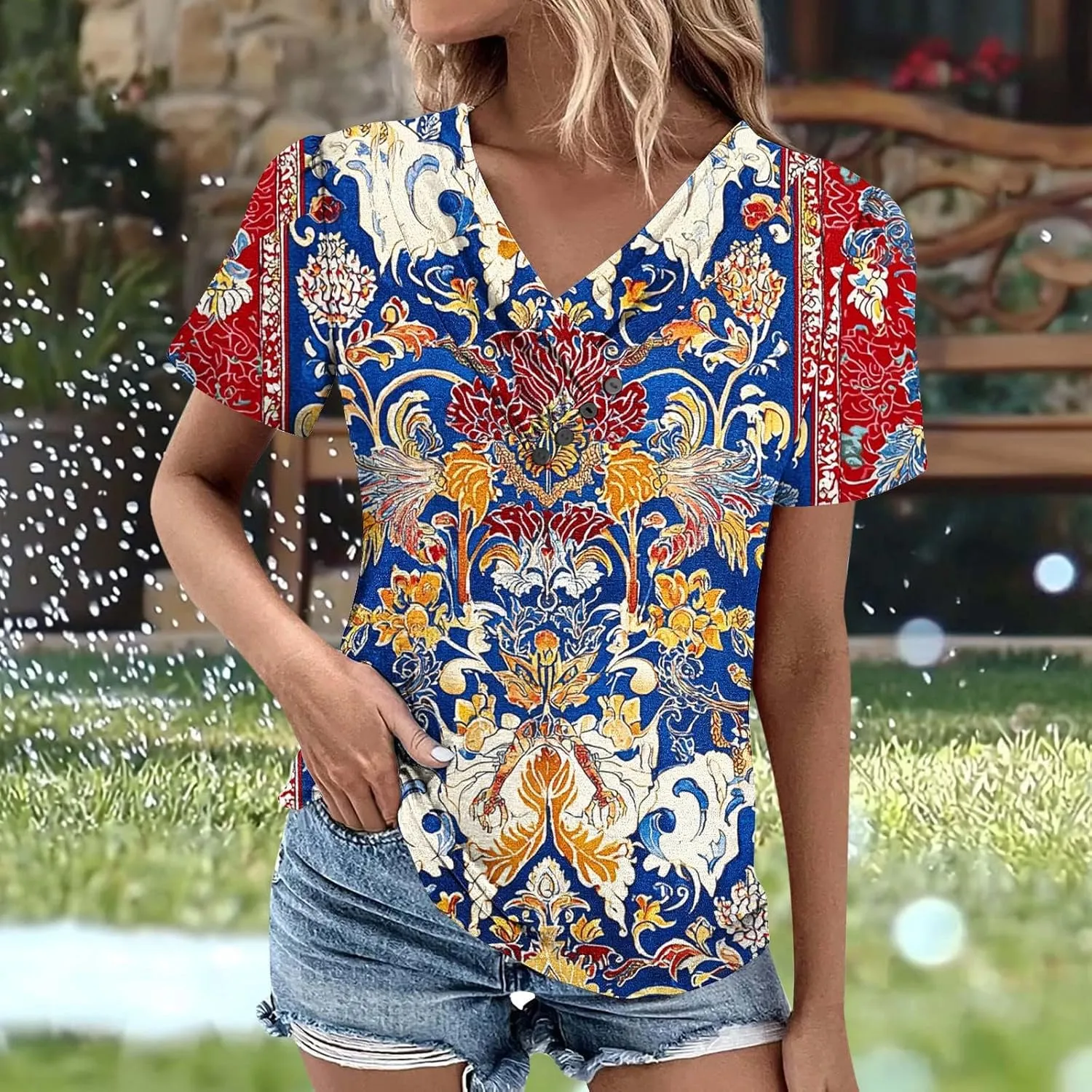 Womens Cotton Buttons Shirts Trendy Short Sleeve Tshirts Casual Collared Button Blouses Oversized Tops for Women