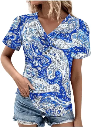 Womens Cotton Buttons Shirts Trendy Short Sleeve Tshirts Casual Collared Button Blouses Oversized Tops for Women