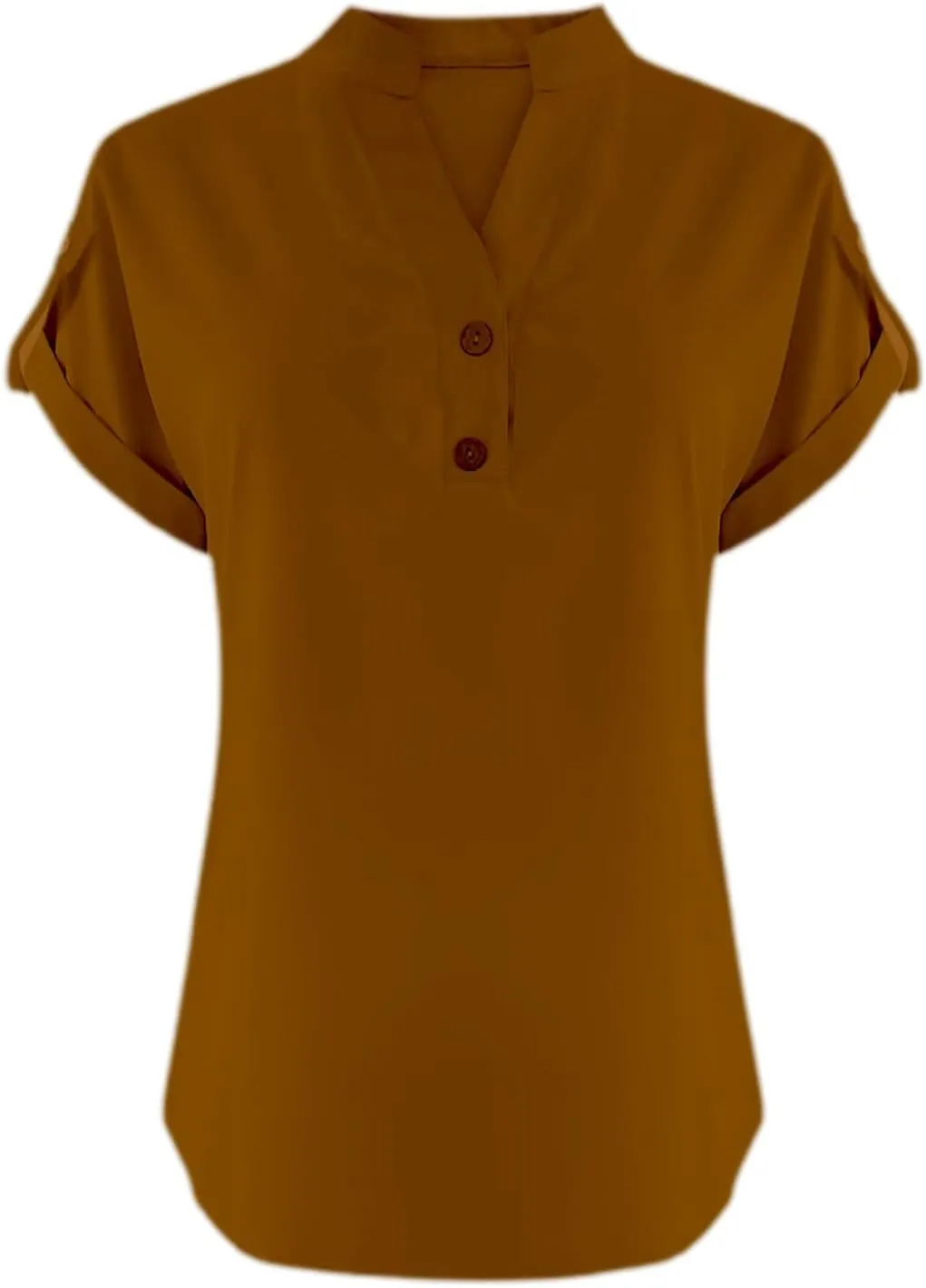 Women's Fashion Short Sleeve Linen Tops Notched V Neck Button Down Tunic Blouses Summer Casual Business Casual Tops