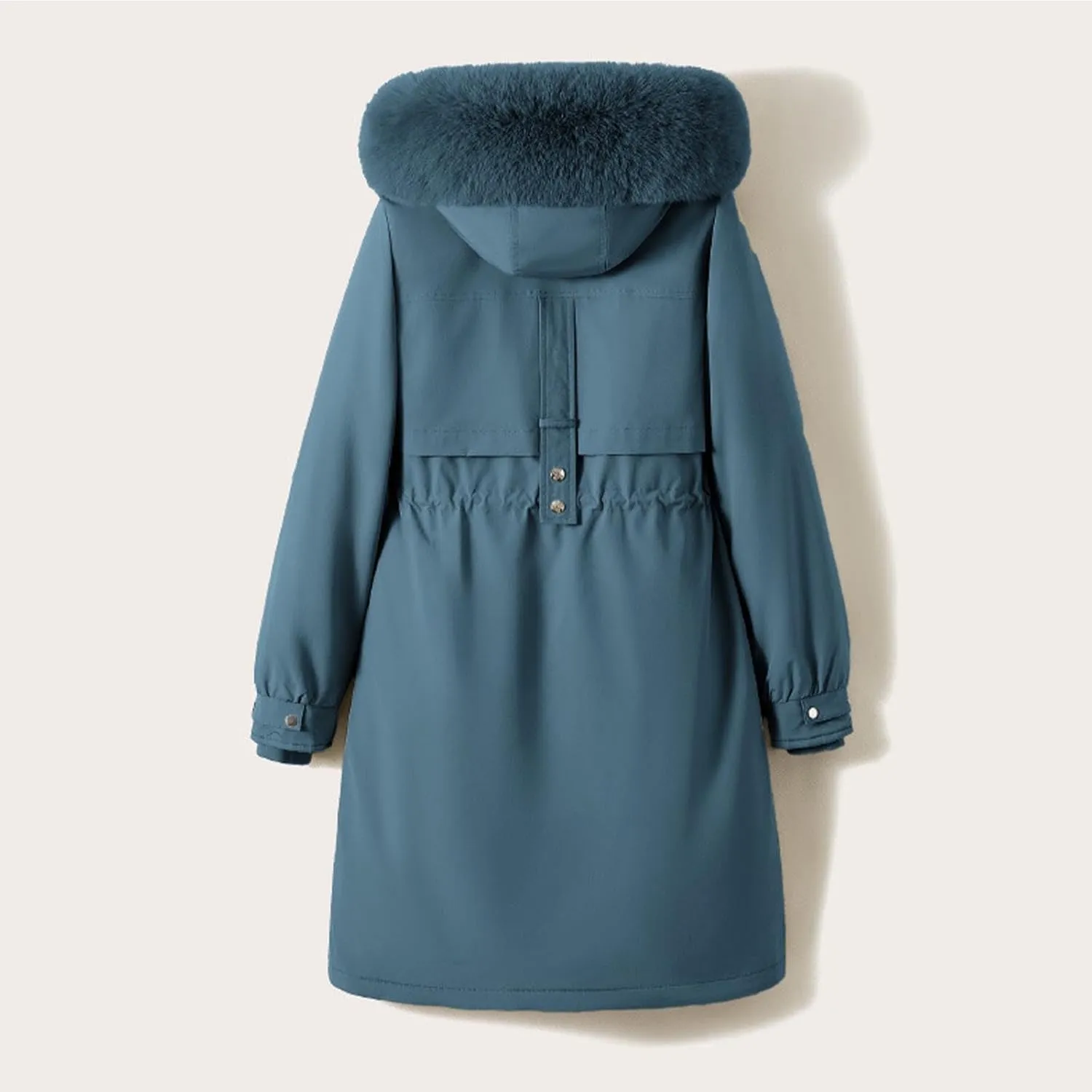 Women's Long Puffer Coat Parka Removable Down Liner Jacket Thicken Winter Faux Fur Warm Hooded Outwear with Pockets