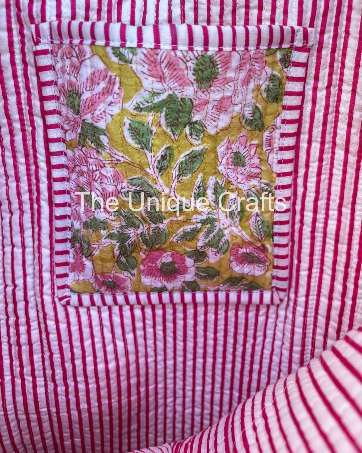 Women's Quilted Cotton Tote Bag Handprinted Reversible Hand Block Print Shoulder Bag Women Handbag Traveling Bag