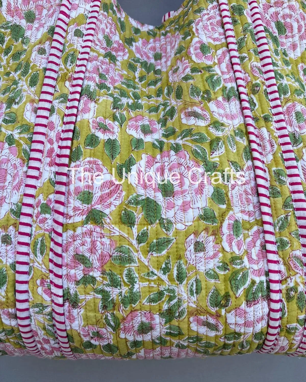 Women's Quilted Cotton Tote Bag Handprinted Reversible Hand Block Print Shoulder Bag Women Handbag Traveling Bag