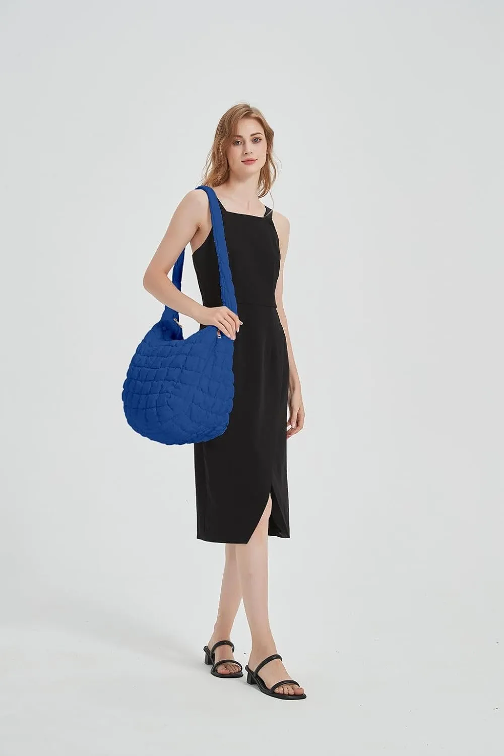 Women's Quilted Handbag Nylon Puffer Shoulder Bag Soft Puffy Tote Bag Lightweight Padding Underarm Hobo Bag
