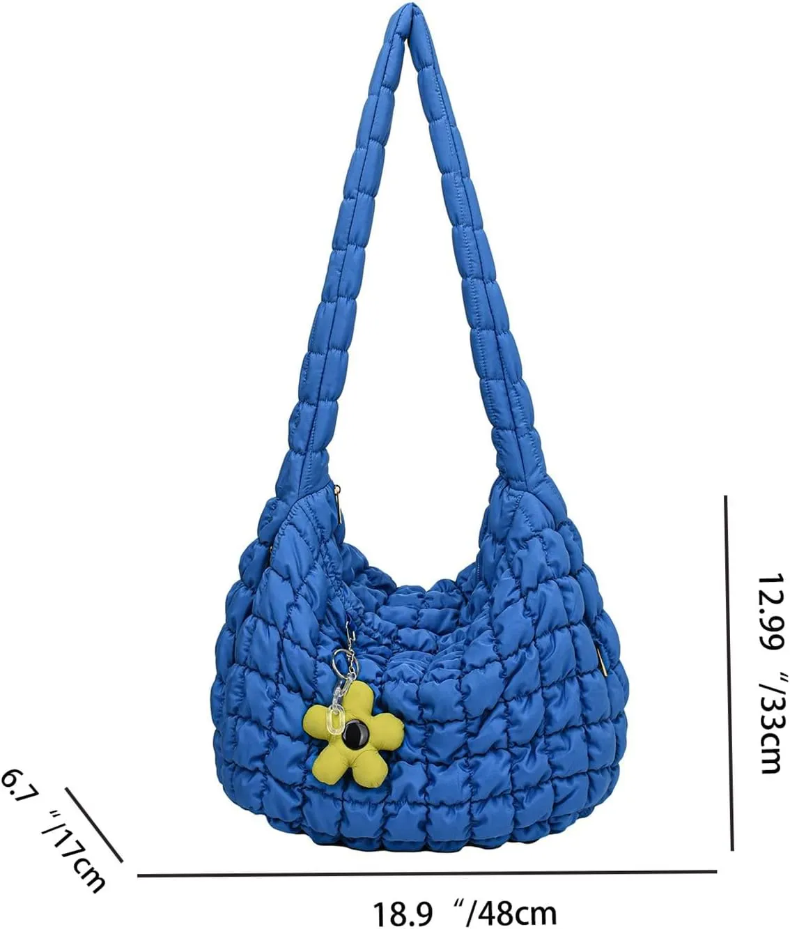 Women's Quilted Handbag Nylon Puffer Shoulder Bag Soft Puffy Tote Bag Lightweight Padding Underarm Hobo Bag