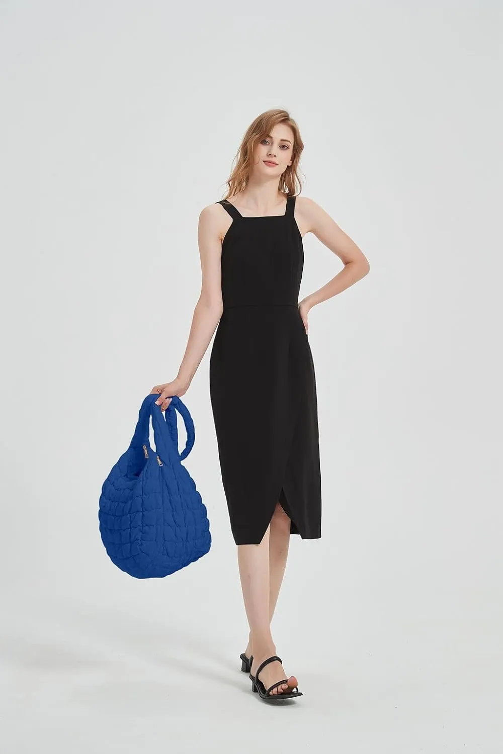 Women's Quilted Handbag Nylon Puffer Shoulder Bag Soft Puffy Tote Bag Lightweight Padding Underarm Hobo Bag