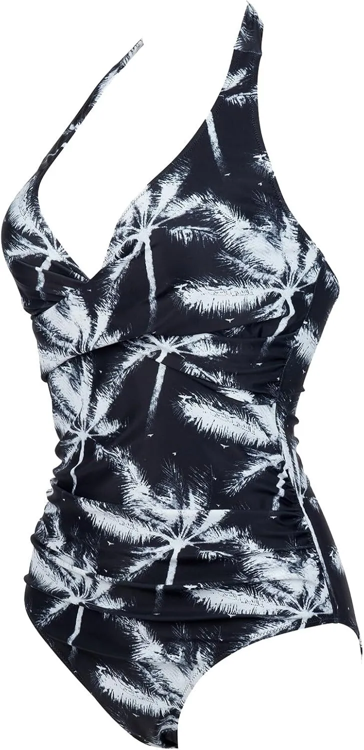 Women's Two Piece Swimsuits Tummy Control V Neck Cutout High Waisted Bathing Suit Wrap Swimsuit with Chest Pad