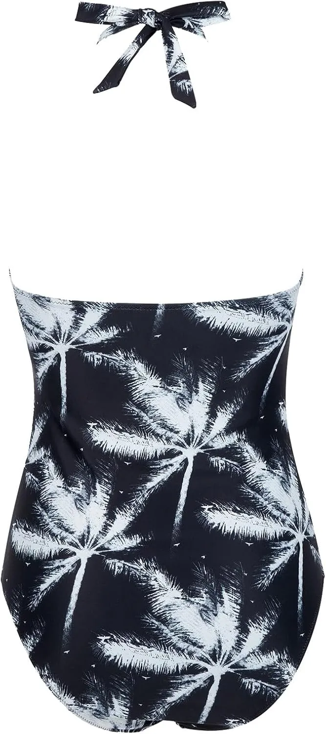 Women's Two Piece Swimsuits Tummy Control V Neck Cutout High Waisted Bathing Suit Wrap Swimsuit with Chest Pad