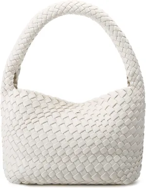 Woven Bag for Women, Small Vegan Leather Summer Beach Purse, and Travel Handbags Ladies' Retro Chic Shoulder Bags